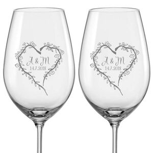 Svatební skleničky na víno Srdce z větviček, 2 ks