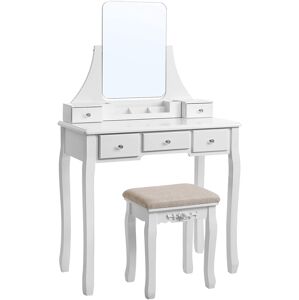 VASAGLE Toaletní stolek s židlí bílý 80 x 137 x 40 cm
