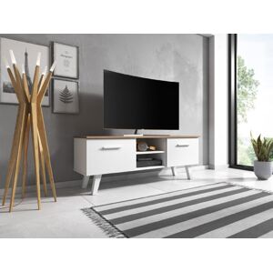 VIVALDI Televizní stolek Nord 140, 2K, bílý mat/craft taboco