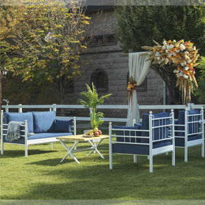 ASIR Zahradní nábytek set MANYAS 2+1+1 bílá tmavě modrá