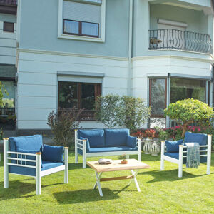 ASIR Zahradní nábytek set KAPPIS 2+1+1 bílá tmavě modrá