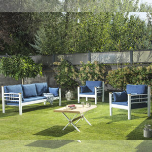 ASIR Zahradní nábytek set KAPPIS 3+1+1 bílá tmavě modrá