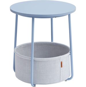 VASAGLE Kulatý odkládací stolek s textilním košem modrý