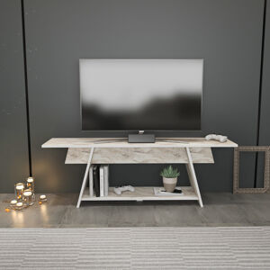 ASIR Televizní stolek LANCA bílý mramor