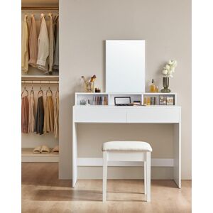 VASAGLE Toaletní stolek s velkým zrcadlem bílý